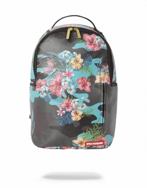 Black Women's Sprayground Floral Camo Backpacks | IUKO83925